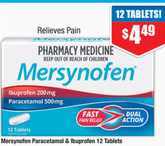 Chemist Warehouse Mersynofen Paracetamol & Ibuprofen 12 Tablets offer