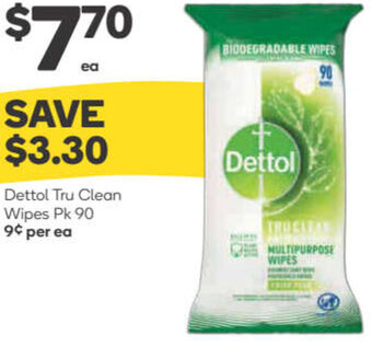 Woolworths Dettol Tru Clean Wipes Pk 90 offer