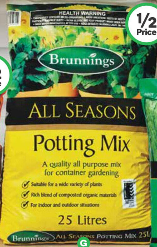 Brunnings Potting Mix Or Pine Bark 25 Litre offer at Woolworths