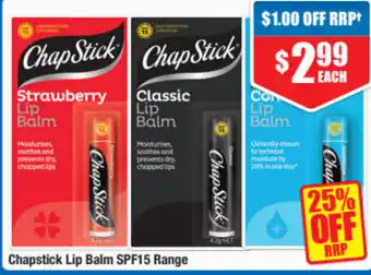 Chemist Warehouse Chapstick Lip Balm SPF15 offer