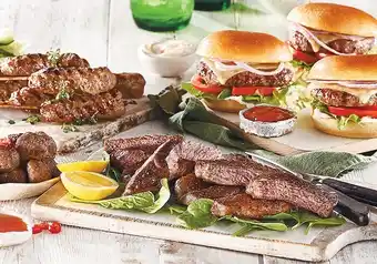 Woolworths Woolworths bbq burgers, kebabs 450g, meatballs 400g, cook marinated beef, lamb or pork steaks 250-500g, pork sizzle steak 400 offer