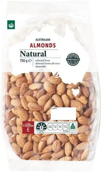 Woolworths australian natural almonds 750g pack