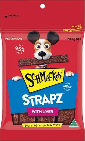 Woolworths Schmackos strapz dog treats 200g offer
