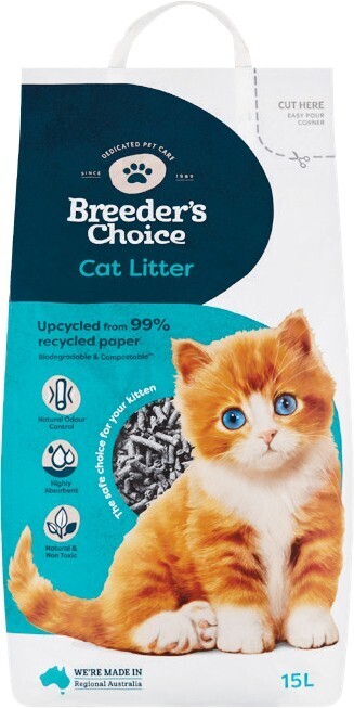 Woolworths Breeders choice paper cat litter 15 litre offer