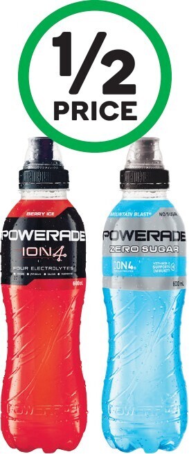 Woolworths Powerade sports or zero sugar drink 600ml offer