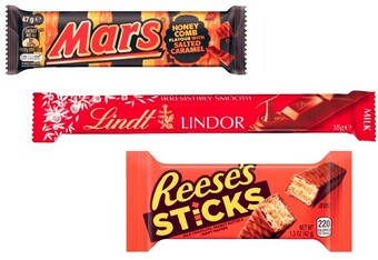 Coles Mars medium bars 35g-56g, lindt lindor bar 38g or reese’s chocolate wafer 42g offer