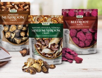 Coles Dj&a shiitake or mixed mushroom crisps 30g or beetroot slices 35g offer
