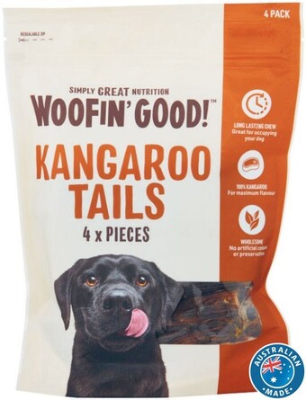 Coles Woofin’ good dog treats kangaroo tails 4 pack offer
