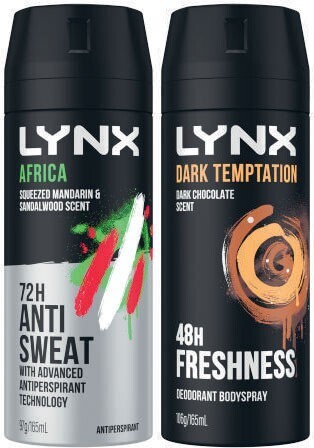 Coles Lynx body spray or antiperspirant deodorant 165ml offer