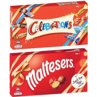 Coles Mars maltesers box 400g, celebrations box 320g or toblerone 360g offer