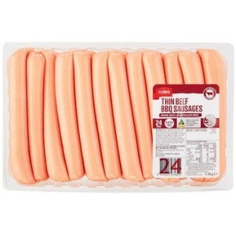 Coles Coles thin bbq beef sausages 1.8kg offer
