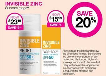 Invisible zinc suncare range