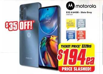 The Good Guys Motorola e32 4 64gb - state grey offer