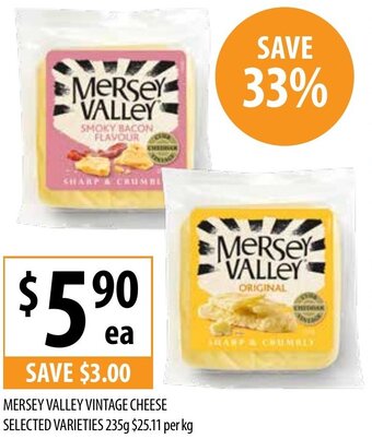 Supabarn Mersey Valley Vintage Cheese Selected Varieties 235g offer