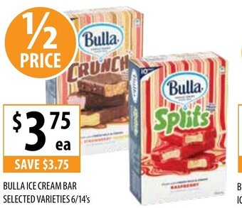Supabarn Bulla Ice Cream Bar Selected Varieties 6/14's offer