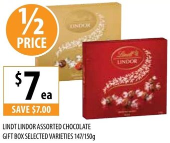 Supabarn Lindt Lindor Assorted Chocolate Gift Box Selected Varieties 147/150g offer