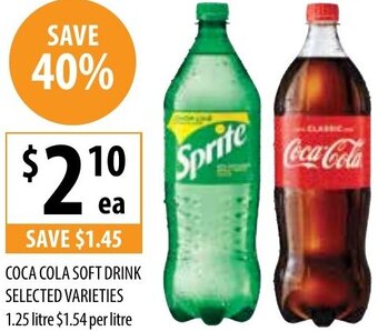 Supabarn Coca Cola Soft Drink Selected Varieties 1.25 Litre offer