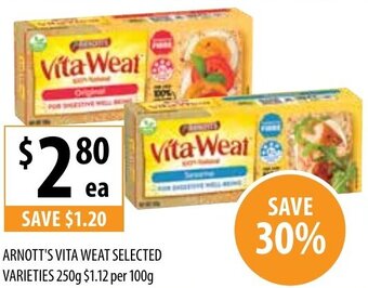 Supabarn Arnott's Vita Weat Selected Varieties 250g offer