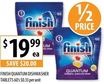 Supabarn Finish Quantum Dishwasher Tablets 60's offer