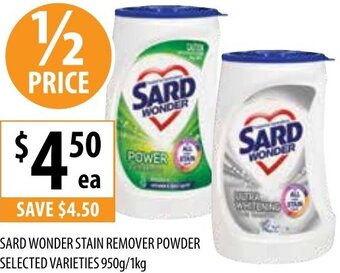 Supabarn Sard Wonder Stain Remover Powder Selected Varieties 950g/1Kg offer