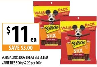 Supabarn Schmackos Dog Treat Selected Varieties 500g offer