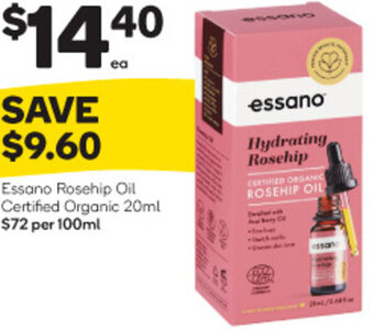 Woolworths Essano Rosehip Oil Certified Organic 20ml offer