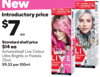 Woolworths Schwarzkopf Live Colour Ultra Brights Or Pastels 75ml offer