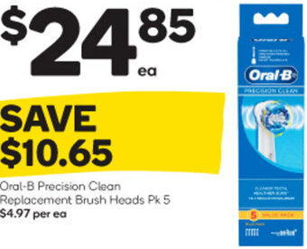 Woolworths Oral-B Precision Clean Replacement Brush Heads Pk 5 offer