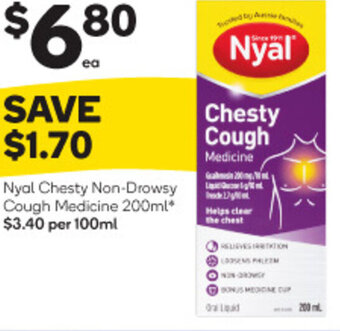 Woolworths Nyal Chesty Non-Drowsy Cough Medicine 200ml offer