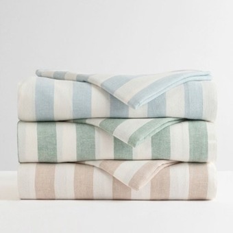 Pillow Talk Wide stripe linen cotton fitted sheet by habitat offer