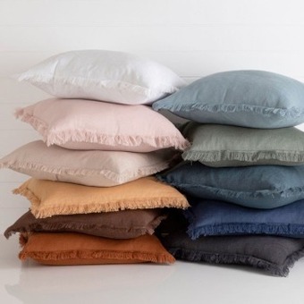 Pillow Talk Sahara linen fringed square cushion by m.u.s.e. offer