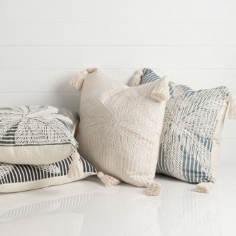Oasis embroidered stripe cushion by habitat