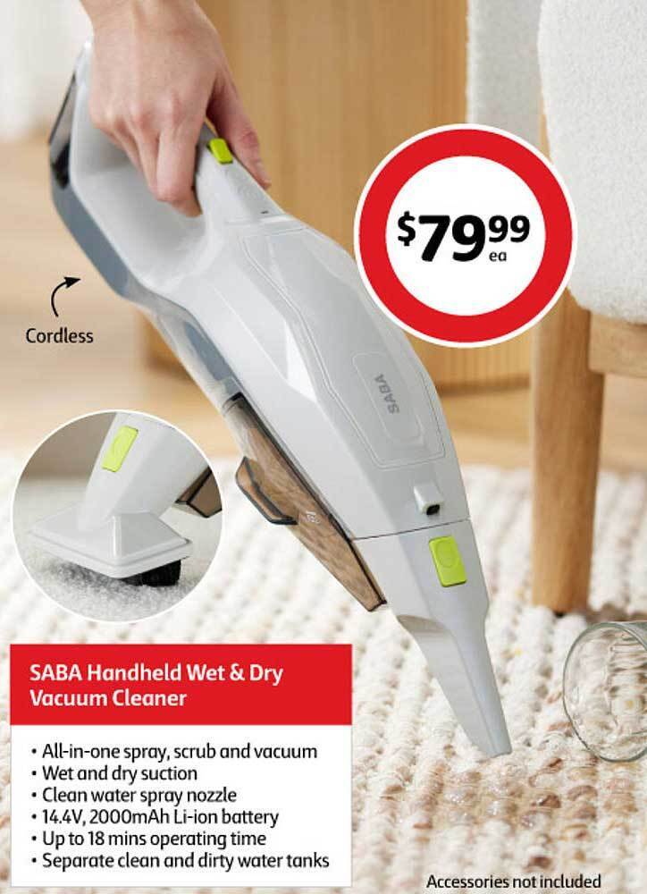 Saba handheld wet & dry vacuum cleaner offer at Coles