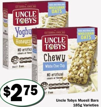 Friendly Grocer Uncle Tobys Muesli Bars 185g offer