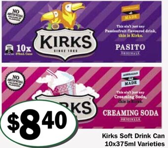 Friendly Grocer Kirks Soft Drink Can 10x375ml offer