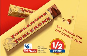 Toblerone Milk Chocolate Bar 360g