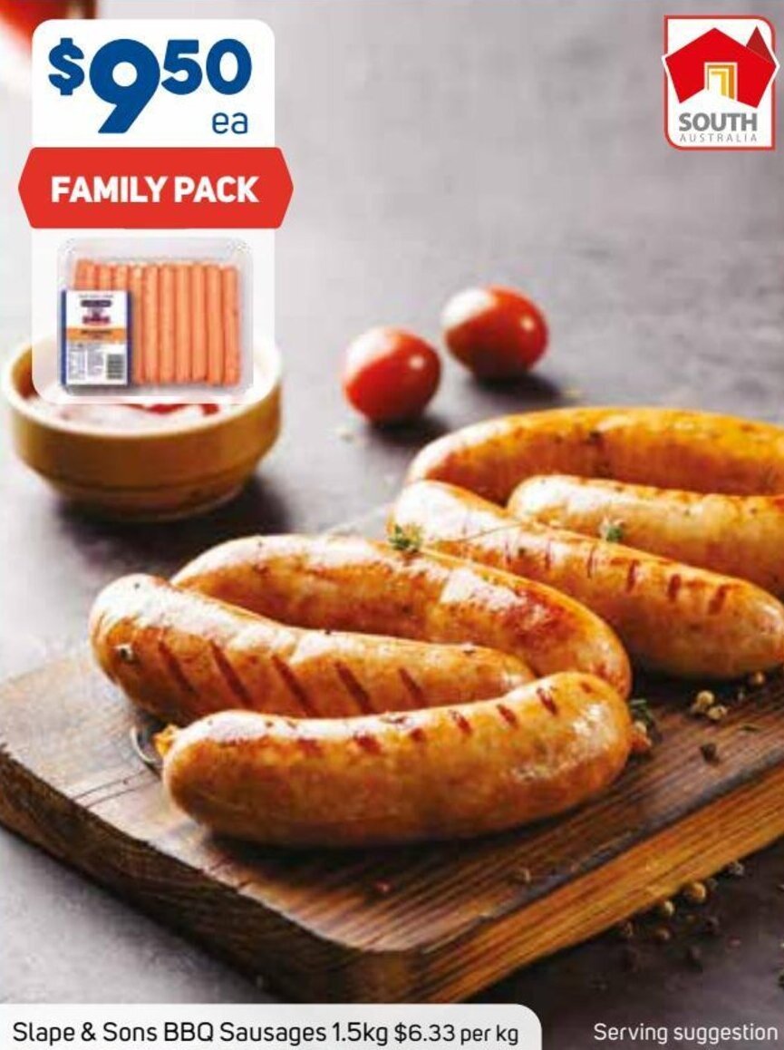 Slape & Sons BBQ Sausages 1.5kg offer at Foodland