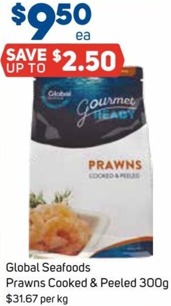 Foodland Global Seafoods Prawns Cooked & Peeled 300g offer