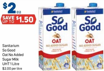 Foodland Sanitarium So Good Oat No added Sugar Milk UHT 1 Litre offer