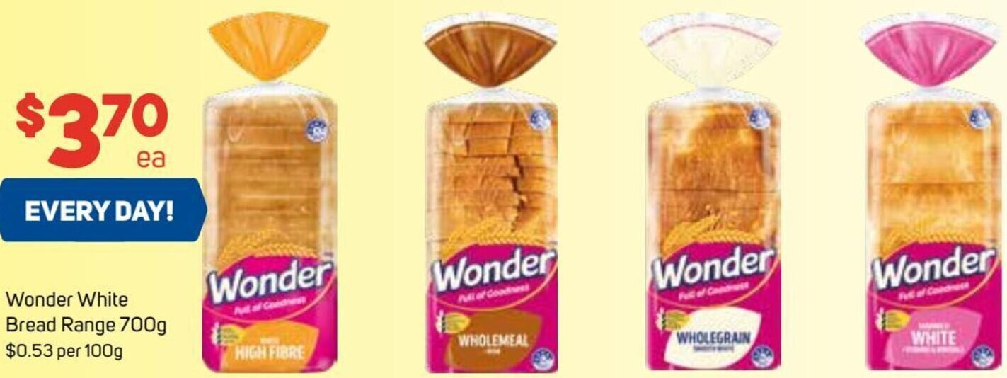 Wonder White Bread Range 700g offer at Foodland