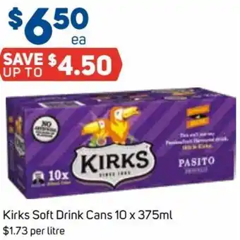 Foodland Kirks Soft Drink Cans 10 x 375ml offer