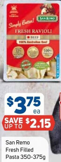 Foodland San Remo Fresh Filled Pasta 350-375g offer