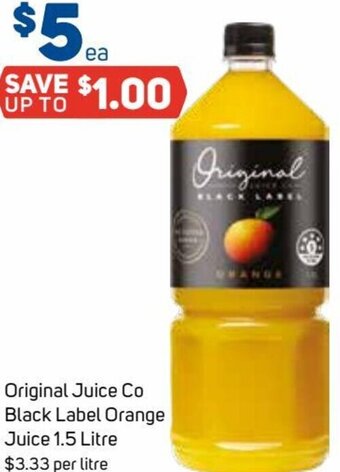 Foodland Original Juice Co Black Label Orange Juice 1.5 Litre offer