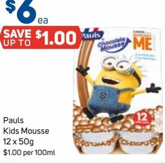 Foodland Pauls Kids Mousse 12 x 50g offer