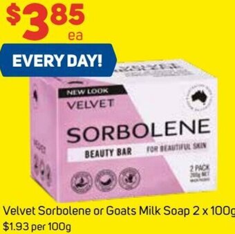 Velvet Sorbolene or Goats Milk Soap 2 x 100g