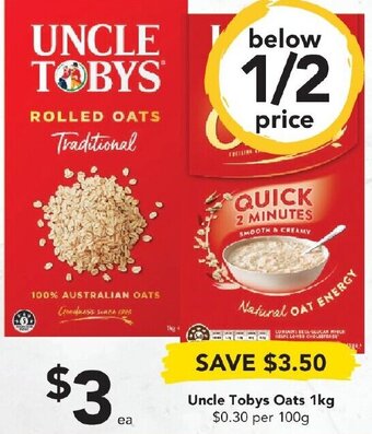 Drakes Uncle Tobys Oats 1kg offer