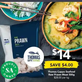 Drakes Thomas Cappo Seafood Raw Prawn Meat 500g offer