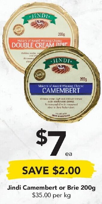 Drakes Jindi Camembert or Brie 200g offer