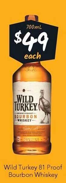 Cellarbrations Wild turkey 81 proof bourbon whiskey offer