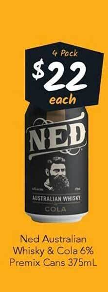 Ned australian whisky & cola 6% premix cans